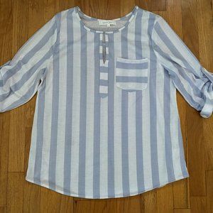 Eden & Olivia Blue & White Striped Top Size L
